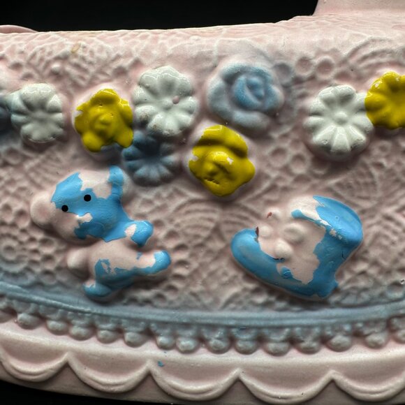 Vintage Baby Rocking Horse Planter Pink Kitsch Napco Taiwan Catch All Storage - Picture 9 of 12